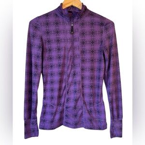 Hottotties Purple Track Jacket 1/2 Zip Athletic Pullover Geometric | Women’s M